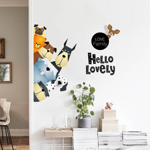 Lovely Dogs 3D Wall Sticker for Kids Room