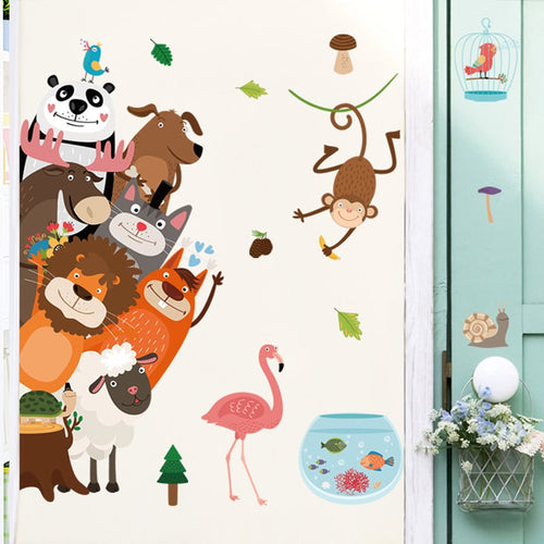 Cartoon Jungle Wild Animal Wall Stickers for Kids Room